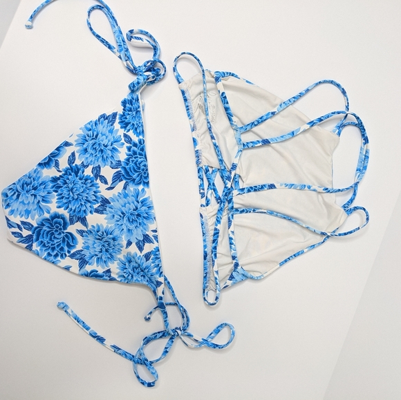 Frankie's Bikinis Marley Blue Dahlia bikini pair - Picture 7 of 12